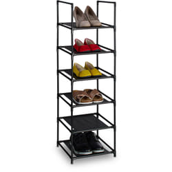 Scarpiera a 6 Ripiani in Stoffa, Scaffale Slim HxLxP: 106 x 33 x 33 cm, Portascarpe Salvaspazio a Colonna - Relaxdays