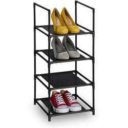 Scarpiera a 4 Ripiani in Stoffa, Scaffale Slim HxLxP: 72 x 33 x 33 cm, Portascarpe Salvaspazio a Colonna - Relaxdays