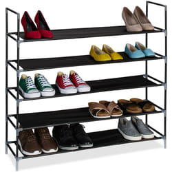 Scarpiera a 5 Ripiani, Scaffale HxLxP: 91 x 100 x 28 cm, Portascarpe Salvaspazio Slim per 20 Paia di Scarpe - Relaxdays