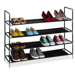 Relaxdays Scarpiera a 4 Ripiani, Scaffale HxLxP: 75 x 100 x 28 cm, Portascarpe Salvaspazio Slim per 16 Paia di Scarpe