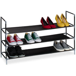 Scarpiera a 3 Ripiani, Scaffale HxLxP: 58 x 100 x 28 cm, Portascarpe Salvaspazio Slim per 12 Paia di Scarpe - Relaxdays