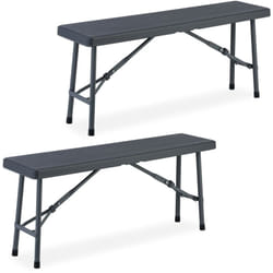 Panca Pieghevole da Giardino, Set da 2 Panchine Richiudibili Salvaspazio da Giardino, hlp 42x100x25 cm, Grigio - Relaxdays