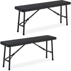 Panca Pieghevole da Giardino, Set da 2 Panchine Richiudibili Salvaspazio da Giardino, hlp: 42x100x25 cm, Nero - Relaxdays
