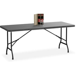 Tavolino Ripiegabile da Giardino, hlp 72x180x74 cm, Tavolo Pieghevole di Plastica e Acciaio, 8 Persone, Grigio - Relaxdays
