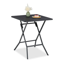 Tavolo Pieghevole da Giardino, Tavolino da Campeggio hlp: 73x62x62 cm, Arredo Esterno Effetto Legno, Nero - Relaxdays