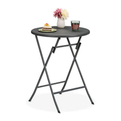 Tavolo da Campeggio Pieghevole, HxD: 75 x 60 cm, Tavolino in Plastica Rotondo, Posto per 4 Persone, Grigio - Relaxdays