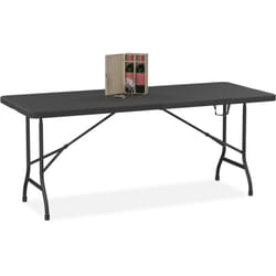 Tavolino Ripiegabile da Giardino, hlp 73x180x74 cm, Tavolo Pieghevole di Plastica e Acciaio, Campeggio, Nero - Relaxdays