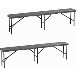 Panca Pieghevole da Giardino, Set da 2 Panchine Richiudibili Salvaspazio da Giardino, hlp 43x180x25 cm, Grigio - Relaxdays
