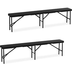 Panca Pieghevole da Giardino, Set da 2 Panchine Richiudibili Salvaspazio da Giardino, hlp: 43x180x25 cm, Nero - Relaxdays