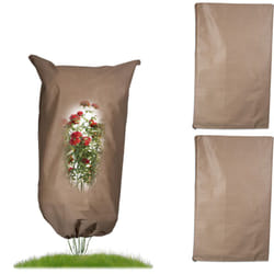 Relaxdays - Telo Copri Piante Inverno, Set da 3 Coperture Antigelo da Balcone Esterno, Sacchi in Tnt, 100x60 cm, Beige