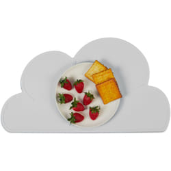 Relaxdays - Tovaglietta Silicone Bambini, Tappetino a Nuvola Antiscivolo per Merenda all'Asilo, 47x26,5 cm, Grigio Chiaro
