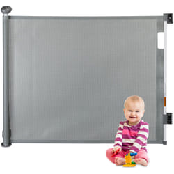 Relaxdays - Cancelletto Sicurezza per Cani e Bambini, Barriera Estensibile Scale, l: 70-180 cm, Porta Retrattile, Grigio