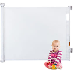 Relaxdays - Cancelletto Sicurezza per Cani e Bambini, Barriera Estensibile Scale, l: 70-180 cm, Porta Retrattile, Bianco