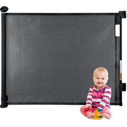 Relaxdays - Cancelletto Sicurezza per Cani e Bambini, Barriera Estensibile per Scale, l: 70-180 cm, Porta Retrattile, Nero