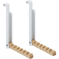 Relaxdays - Ganci da Porta Appendiabiti, Set da 2 Appendini Pieghevoli per 6 Grucce Appendi Abiti, Ferro e Legno, Bianco