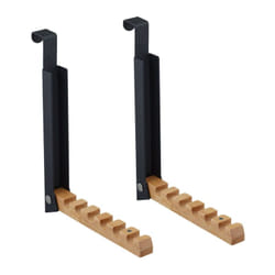 Relaxdays Ganci da Porta Appendiabiti, Set da 2 Appendini Pieghevoli per 6 Grucce Appendi Abiti, in Ferro e Legno, Nero