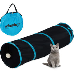 Relaxdays - Tunnel per Gatti, LxD: 88 x 25 cm, Tubo Pop-Up, Cat Pet Toys, Gioco per Conigli e Porcellini d'India, Nero