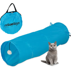 Relaxdays - Tunnel per Gatti, LxD: 88 x 25 cm, Tubo Pop-Up, Cat Pet Toys, Gioco per Conigli e Porcellini d'India, Blu
