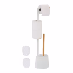 Con questo elegante set di portarotoli e scopettone per il wc, avrai sempre a portata di mano la carta igienica e lo scopino. ...
