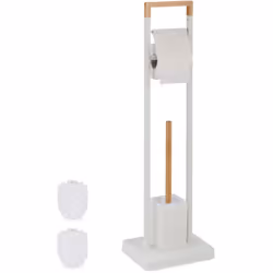 Con questa elegante piantana portarotolo da toilette, avrai sempre a portata di mano la carta igienica, ma anche lo scopino.  ...