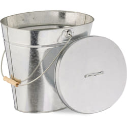 Secchio Raccogli Cenere con Coperchio, Cestello da 22 l per Carbone, per Camino e Stufa, in Acciaio, Argentato - Relaxdays