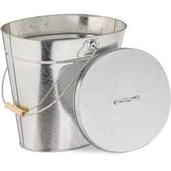 Secchio Raccogli Cenere con Coperchio, Cestello da 12 l per Carbone, per Camino e Stufa, in Acciaio, Argentato - Relaxdays