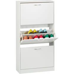 Scarpiera a 3 Scomparti, Scaffale Stretto Salvaspazio Slim, hlp: 116 x 60 x 24 cm, per 18 Paia di Scarpe - Relaxdays