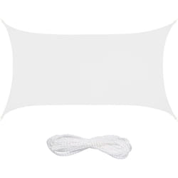 Tenda a Vela Rettangolare, 2 x 4 m, Idrorepellente, Corde di Supporto, Terrazza Ombra Giardino, Bianco - Relaxdays