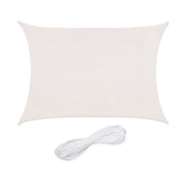 Tenda a Vela Parasole, in Tessuto hdpe anti-UV, Corde di Supporto, Ombra Balcone e Giardino, 2x4 m, Bianco - Relaxdays