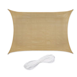 Tenda a Vela Parasole, in Tessuto hdpe anti-UV, Corde di Supporto, Ombra Balcone e Giardino, 2x4 m, Beige - Relaxdays