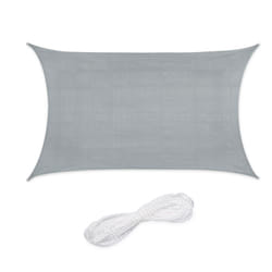 Tenda a Vela Parasole, Tessuto hdpe anti-UV, Corde di Supporto, Ombra Balcone e Giardino, 3x4 m, Grigio Chiaro - Relaxdays