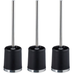 Relaxdays - Scopino da wc, Set da 3 Scopettini con Testina di Ricambio ø 7cm, Portascopino Water, Toilet Brush, Nero