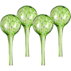 Relaxdays Sfere per Irrigazione, HxD: 15x6 cm, Set 4 Irrigatori Automatici per Piante e Fiori in Vacanza, Vetro, Verde