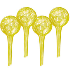 Relaxdays - Sfere per Irrigazione, HxD: 15x6 cm, Set 4 Irrigatori Automatici per Piante e Fiori in Vacanza, Vetro, Giallo