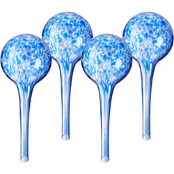 Relaxdays - Sfere per Irrigazione, HxD: 15x6 cm, Set da 4 Irrigatori Automatici per Piante e Fiori in Vacanza, Vetro, Blu