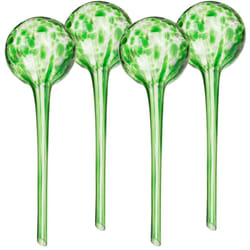 Sfere per Irrigazione, HxD: 30x9 cm, Set 4 Irrigatori Automatici per Piante e Fiori in Vacanza, Vetro, Verde - Relaxdays