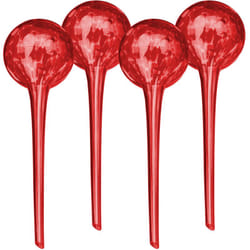 Relaxdays - Sfere per Irrigazione, HxD: 30x9 cm, Set 4 Irrigatori Automatici per Piante e Fiori in Vacanza, Vetro, Rosso