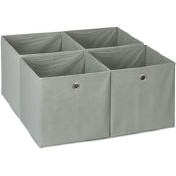 Relaxdays - Scatola Portaoggetti, Set 4 Box Cubo da Scaffale, hlp 30 x 30 x 30 cm, Portagiochi Pieghevole, Stoffa, Grigio