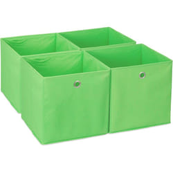 Relaxdays - Scatola Portaoggetti, Set 4 Box a Cubo da Scaffale, hlp 30 x 30 x 30 cm, Portagiochi Pieghevole, Stoffa, Verde