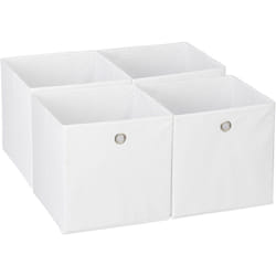 Relaxdays - Scatola Portaoggetti, Set 4 Box Cubo da Scaffale, hlp 30 x 30 x 30 cm, Portagiochi Pieghevole, Stoffa, Bianco