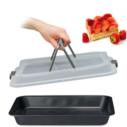 Relaxdays - Teglia con Coperchio, Pirofila Rettangolare, Casseruola Portatorte Manici, 3in1, LxP 40,5 x 32,5 cm, Grigio