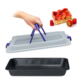 Relaxdays - Teglia con Coperchio, Pirofila Rettangolare, Casseruola Portatorte con Manici, 3in1, LxP 40,5 x 32,5 cm, Blu