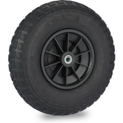 Ruota per Carriola 4.00-6, Gomma Piena Antiforatura, Cerchione Plastica, Ruotino Scorta, Regge 100 kg, Nero - Relaxdays