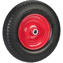 Ruota per Carriola 4.00-8, Gomma Piena Antipanne, Ruotino Scorta Portapacchi, Antiforatura, 100 kg, Nero Rosso - Relaxdays