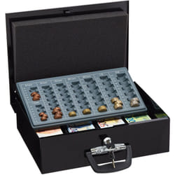 Relaxdays - Cassetta con Serratura, Portasoldi con Chiave, per Banconote e Conta Monete, in Ferro, 11,5x36x28,5 cm, Nero
