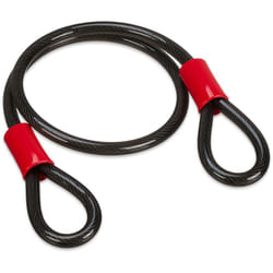 Relaxdays - Cavo Antifurto con Cappi ø 12mm, Filo 1m Acciaio Rivestito, Blocca Bici, Lucchetto Bicicletta e Moto, Nero