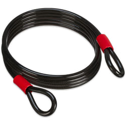 Relaxdays - Cavo Antifurto con Cappi ø 12mm, Filo 5m Acciaio Rivestito, Blocca Bici, Lucchetto Bicicletta e Moto, Nero
