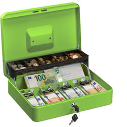 Relaxdays Cassetta di Sicurezza per Soldi, con Scomparto per Monete e 4 Vani per Banconote, 8,5x30,5x24,5 cm, Verde