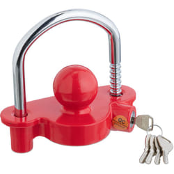 Relaxdays Antifurto per Rimorchio, Blocco per Auto, Dispositivo di Protezione per Caravan Lucchetto con 5 Chiavi, Rosso