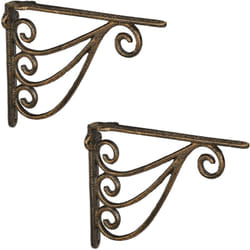 Relaxdays - Set da 2 Staffe per Mensole, 23,5x4x18 cm, Supporti Design Antico, Reggimensola Angolari per Scaffali, Bronzo